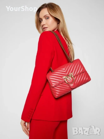 Чисто нова чанта на PINKO Love Lady Puff V Quilt в червен цвят, снимка 2 - Чанти - 54714481