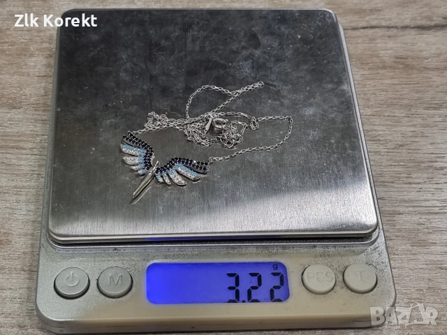 Сребърно колие "Син феникс", снимка 10 - Колиета, медальони, синджири - 55223519