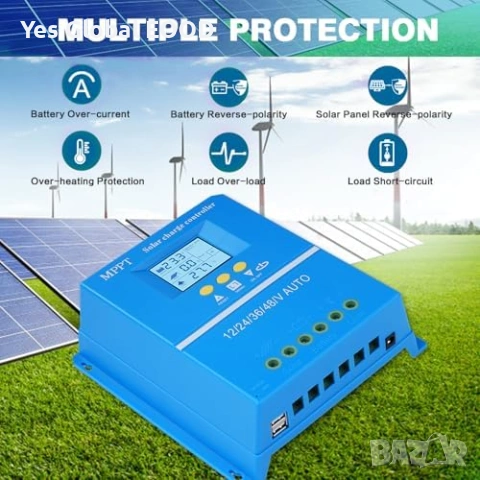 MPPT соларен контролер 100A 12-48V с LCD и USB, снимка 2 - Друга електроника - 55016861