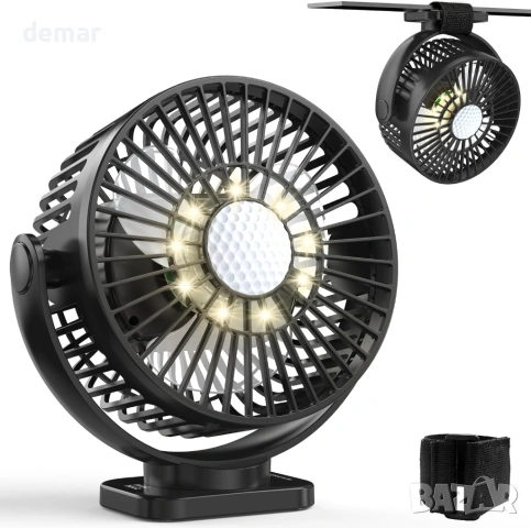 Магнитен вентилатор Minthouz 12000mAh, скорости, LED фенер, таймер