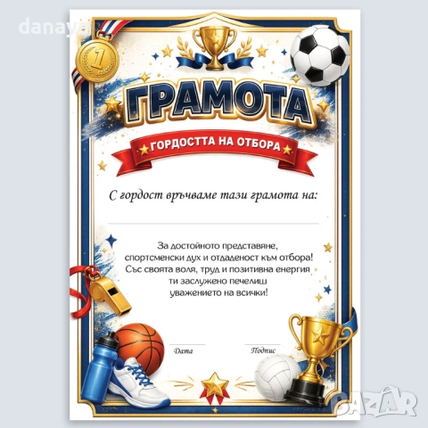 6716 Универсална спортна грамота, А4 формат, различни варианти