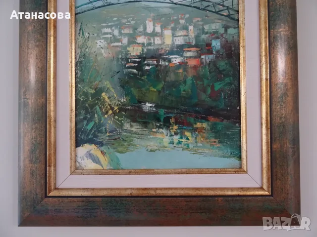 МЕТОДИ ИДАКИЕВ картина "Пейзаж от В. Търново" масло 1998 г, снимка 4 - Картини - 55415692
