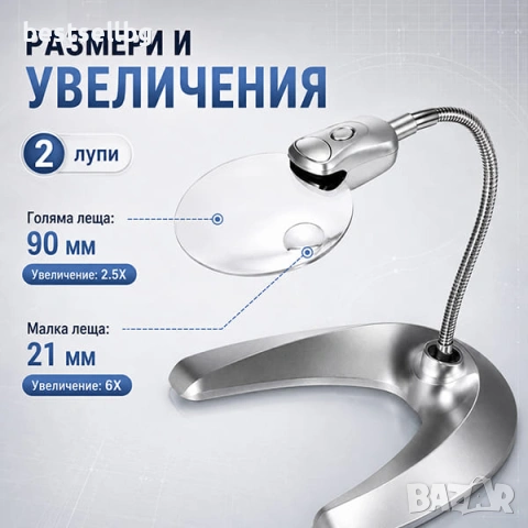 Настолна лупа лед осветление за четене бродиране гоблени шиене работа, снимка 4 - Други инструменти - 29094602