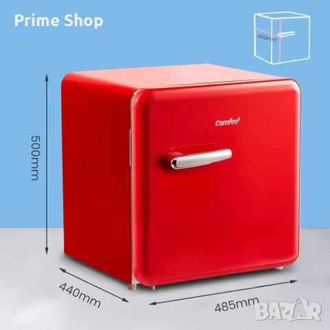 Минибар COMFEE 47L, Мини хладилник с компресор, Ретро дизайн, Червен, Бял , снимка 7 - Хладилници - 55427215