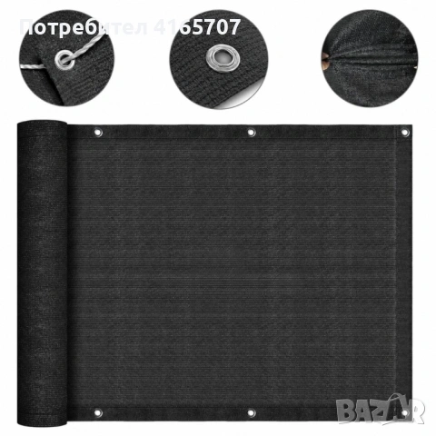 Покривало за балкон и тераса 1.5x5 м, HDPE материал 180 г/м², 95% UV защита, Тъмно сиво, снимка 2 - Други стоки за дома - 54476688