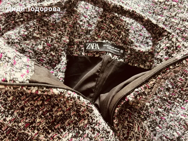 ZARA къса туидена рокля с пайети, размер XS, снимка 2 - Рокли - 55616821
