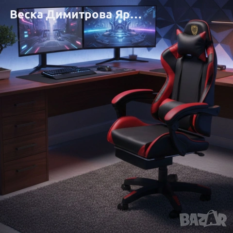 Ергономичен геймърски стол с поставка за крака – комфорт и стабилност за дълги часове без болка, снимка 2 - Столове - 53959367