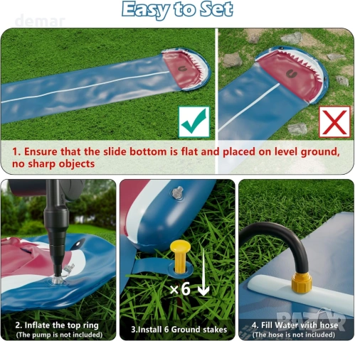Jasonwell Slip and Water Strip - 6-метрова здрава водна пързалка, снимка 8 - Други - 54631047