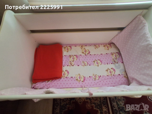 Детско дървено легло с матрак и обиколник, снимка 3 - Мебели за детската стая - 54567582