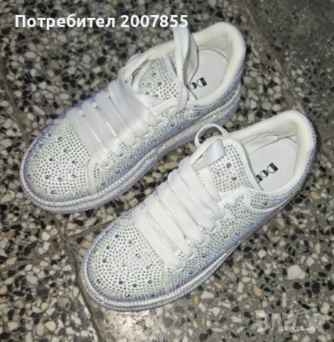 Дамски маратонки с кристали обърната еко кожа , снимка 7 - Маратонки - 54479298