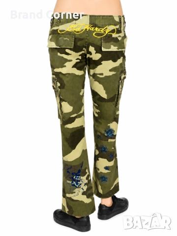 Нови дамски карго дънки Ed Hardy камуфлаж, размер 27, снимка 4 - Дънки - 54911911