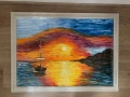 Картина пейзаж “Морски изгрев”. Картина за подарък. Картина с маслени бои. , снимка 1