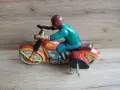 Стара руска ламаринена играчка моторист. , снимка 2