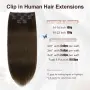 XDhair екстеншъни за коса тип „щипка“ от естествена човешка коса, средно кафява,100 гр.,6бр., 40 см, снимка 5