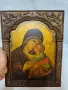Красива икона на "Св.Богородица".Масивна, богато орнаментирана дървена рамка, снимка 7