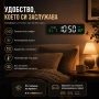 Светещ в тъмното дигитален часовник с термометър голям дисплей на ток, снимка 7
