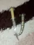 старо оригинално непалско кукури с дръжка от Костов кания посребрена с орнаменти от естествени камън, снимка 3