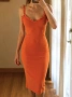 Zara оранжева рипсена миди рокля размер S дамска bodycon рокля, снимка 1