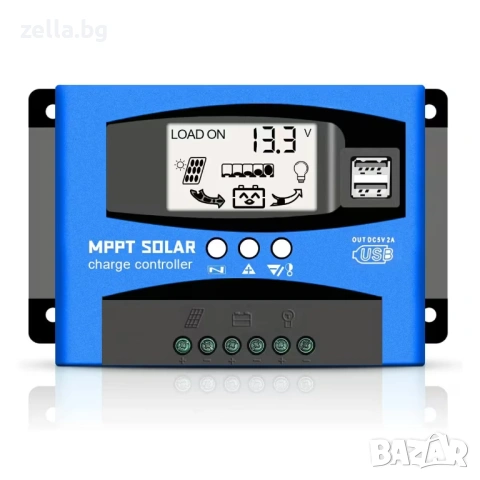 Соларен MPPT контролер 100A 12V/24V – за панели до 50V, LCD дисплей, пълна защита, за off-grid 10292