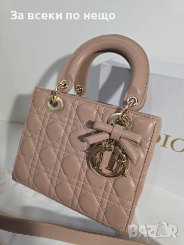 Lady Dior Дамска Бежова Чанта От Агнешка Кожа Код Brand Luxury Fashion18, снимка 4 - Чанти - 54960688