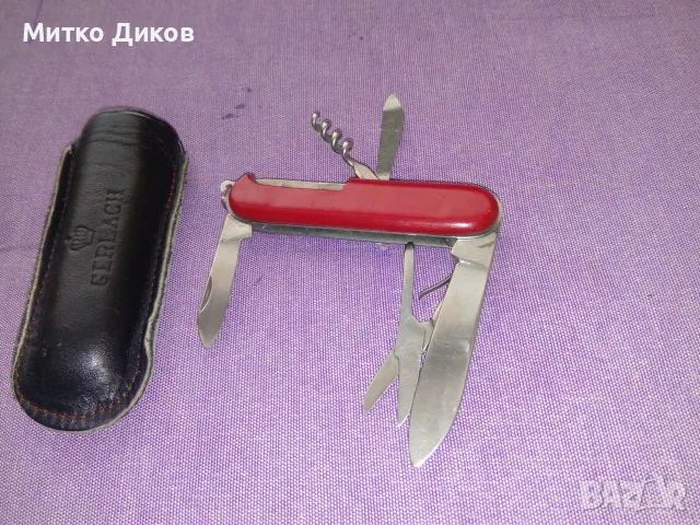 Герлах Полша винтидж марково джобно ножче с калъвче естествена кожа, снимка 3 - Ножове - 55573480