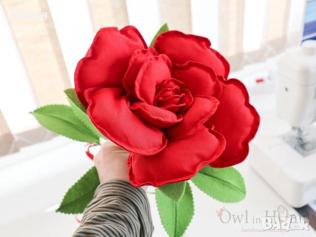 Голяма текстилна роза, различни десени. Ръчна изработка.