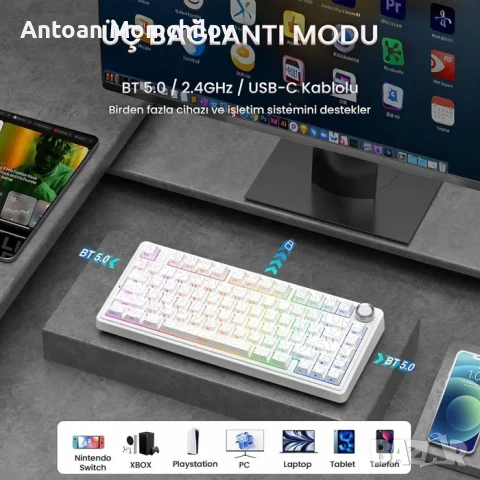 Механична клавиатура AULA F75 RGB Wireless, снимка 2 - Клавиатури и мишки - 54827762