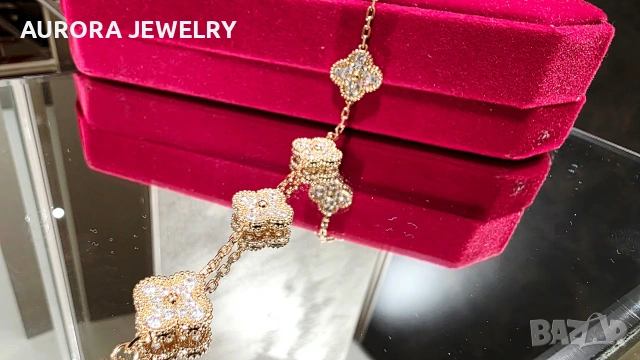 Van Cleef & Arpels VCA 5 Motifs Rose Gold Diamonds Vintage Alhambra Дамска Гривна, снимка 4 - Гривни - 54164055