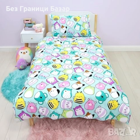 Нов Мек Детски Плик За Завивка Squishmallows С Калъфка За Възглавница Чаршаф за детска стая, снимка 3 - Спално бельо и завивки - 54638047