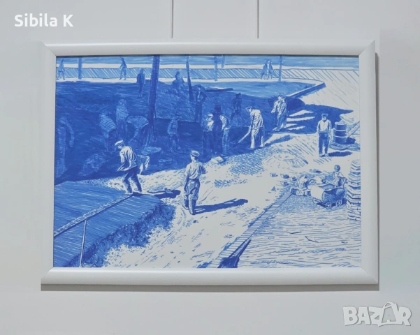 Картини от стара София - „Павиране на ул. „Янтра“ през 1944, №1“, снимка 2 - Картини - 54867762