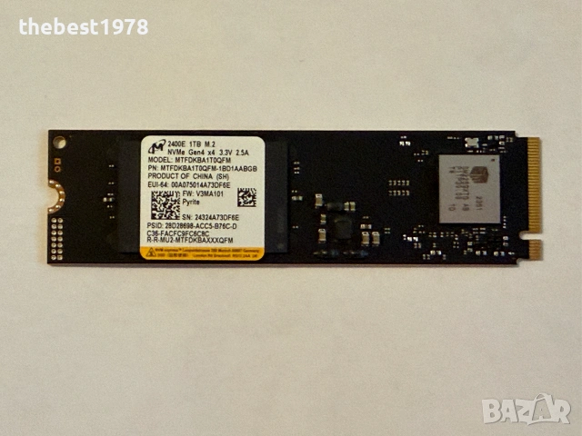 1TB 1000GB SSD NVMe Gen 4x4 Micron 2400E/MTFDKBA1T0QFM-1BD1AABGB