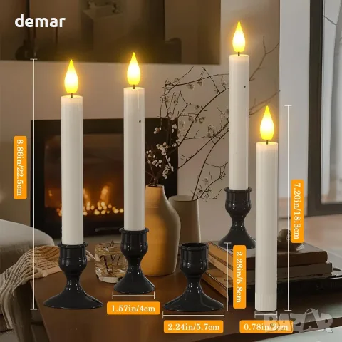 PChero LED конусовидни свещи със сензор от здрач до зори, 10 бр. безпламъчни с батерии, снимка 4 - Свещи и свещници (декоративни) - 55637632