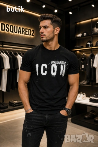 DSQUARED2 Icon черна мъжка тениска – S, M, снимка 2 - Тениски - 54427352