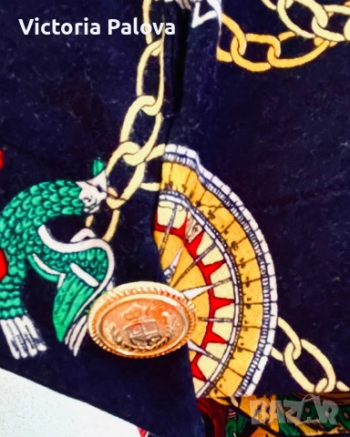 Дамска рокля-риза ARA от памучно трико (Jersey) със златни детайли и верижен принт, снимка 10 - Рокли - 54001911