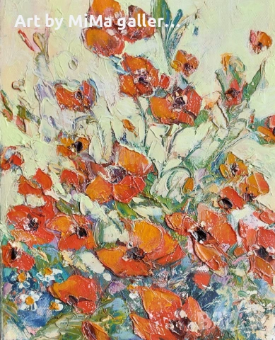 Макове: Art by MiMa, картина, маслени бои/платно, текстура, мак,червени цветя, kartina, Art by MiMa