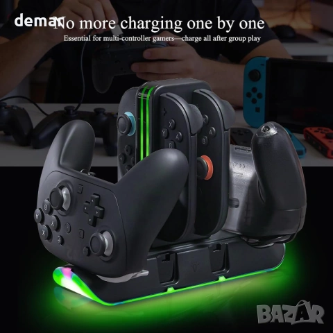 Зарядна станция за контролери Switch 2 – Зарежда 4 Joy-Con и 2 Pro контролера, снимка 7 - Аксесоари - 54515198