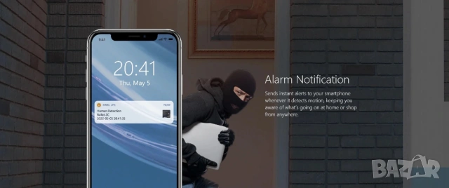 Външна Охранителна WiFi Камера Imou Bullet 2C, 4MP (2K) с AI Засичане на Хора и Микрофон, снимка 8 - IP камери - 54356022