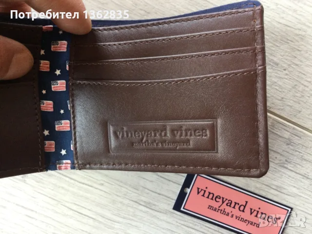 НОВ 100 % оригинален мъжки портфейл / портмоне от текстил и кожа на VINEYARD VINES от САЩ, снимка 7 - Портфейли, портмонета - 51985968