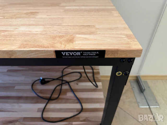 Работна маса, Vevor, дърво, 900 кг, правоъгълна, с колела, 121x60 см, кафява и допълнителен плот USB, снимка 2 - Други стоки за дома - 54129273