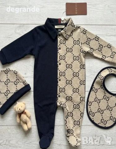 🧸Комплект за бебе от три части с ромпър GUCCI