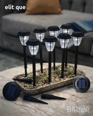Комплект соларни градински лампи 10 броя – LED външни фенери IP44