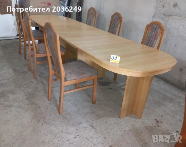 Комплект масивна разтегателна маса с 6 стола и много нива на разтягане