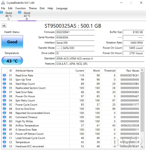 500 GB хард диск Seagate ST9500325AS с капацитет 500 GB, формат 2.5 - с оригинална щина, снимка 3 - Твърди дискове - 55335301