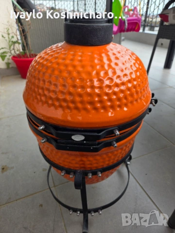 Керамично барбекю Kamado BergHOFF 33 см (13") – оранжево, снимка 4 - Барбекюта - 54780919