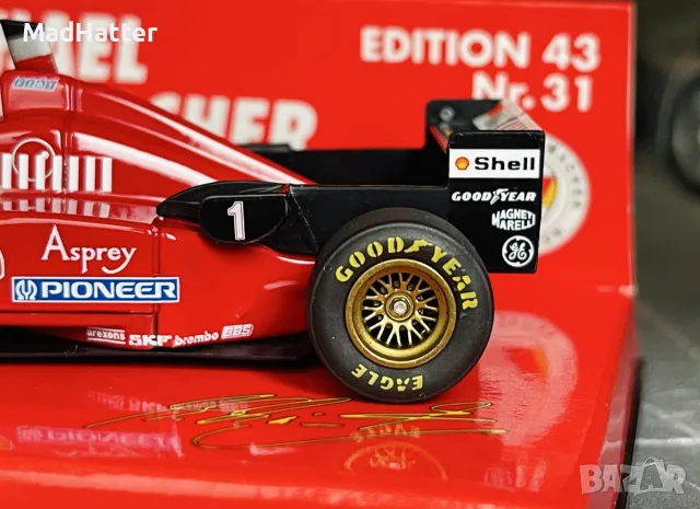 F1 Ferrari F310/2 1996 Schumacher / Ф1 Ферари Ф310/2 Шумахер - 1/43 - Minichamps, снимка 7 - Колекции - 55363052