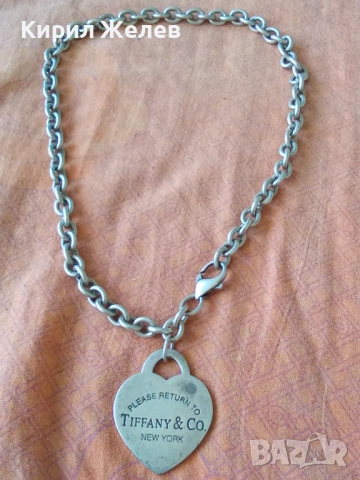 TIFFANY & Co. ШАРМАНТНО БУТИКОВО СРЕБЪРНО КОЛИЕ ЧОКЪР ЛАНЕЦ СРЕБРО 925 ТИФАНИ с БЯЛА ПОЗЛАТА 50058, снимка 18 - Колиета, медальони, синджири - 49346873