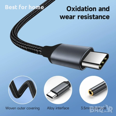 USB C Lightning към 3.5 мм жак за слушалки, USB C към AUX адаптер, съвместим със Samsung S22 Ultra, снимка 2 - USB кабели - 54190085