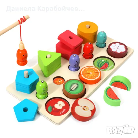 Дървен сортер с риболов - 3 в 1