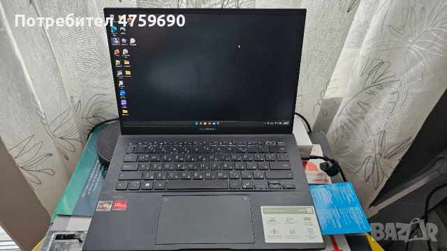 Лаптоп Asus Zenbook 14 UM3402YAR, Ryzen 5 6-ядрен, 8GB RAM, 512GB NVMe, ГАРАНЦИЯ, снимка 2 - Лаптопи за работа - 54512056