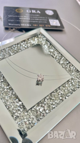 Сребърно колие "Невидима корда" с 1ct Moissanite проба 925 и GRA сертификат